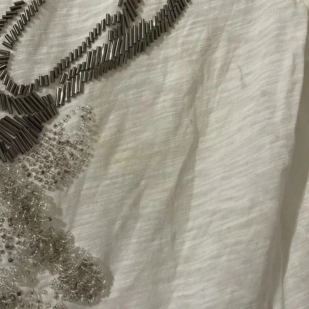 J. Crew White T-Shirt with Silver Deer Design